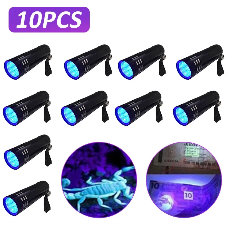 

Mini UV ULTRA VIOLET 9 LED Flashlight Torch 4.5v Light Waterproof Aluminum Lamp Outdoor Portable Tactical Lighting Tool UV Lamp