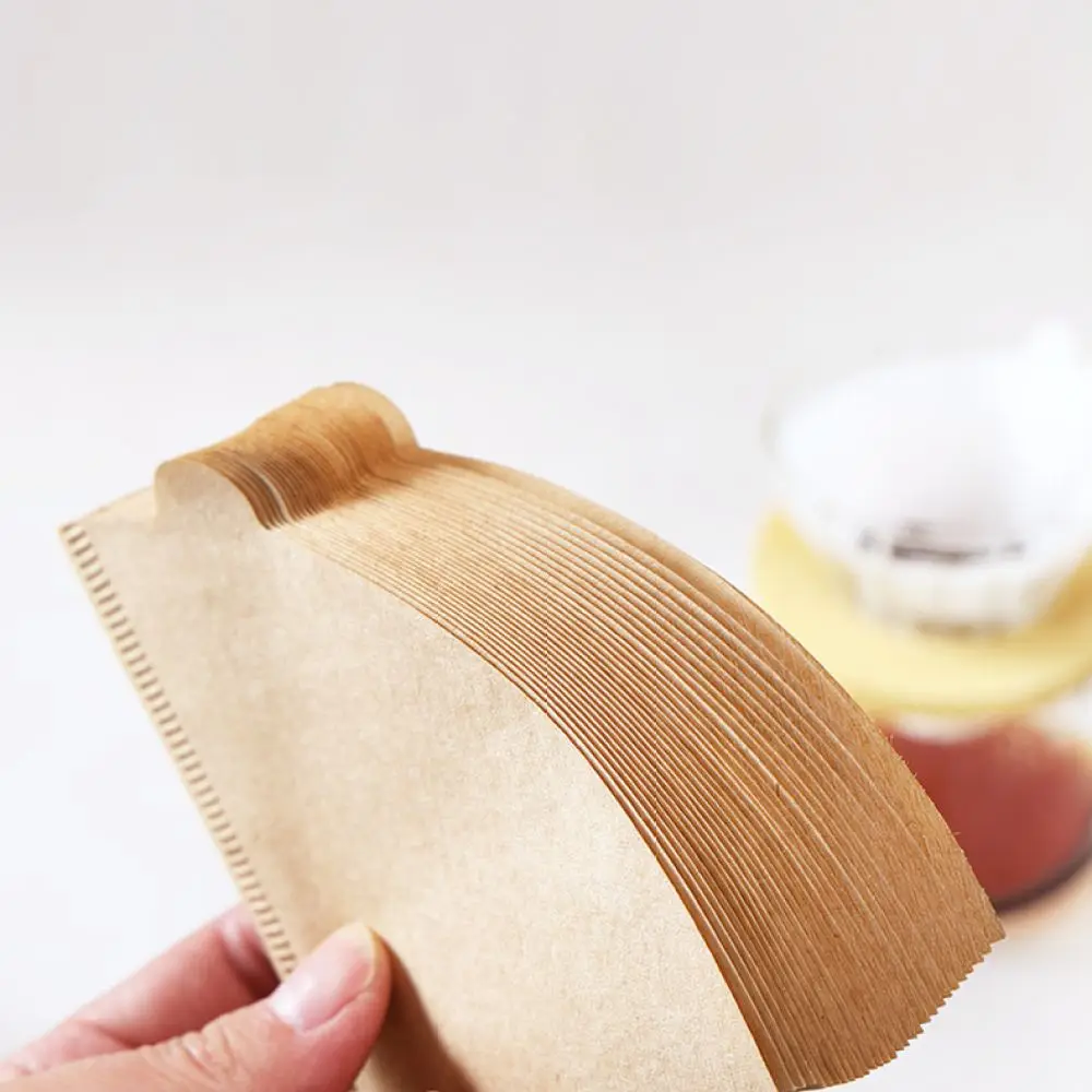 Natural Wood Pulp Coffee Filter Paper Disposable V Shape Drip Cone Pour Over Accessory High Performance Kitchen Tool