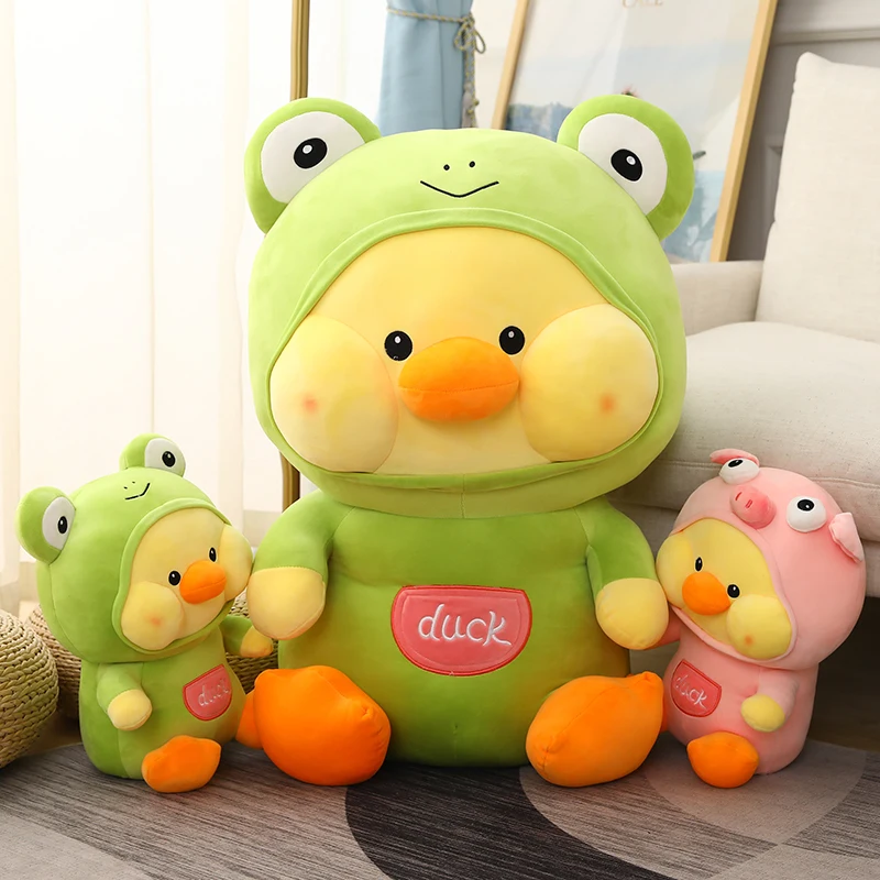 

Plush Duck Little Yellow Duck Cute Pillow Plush Toy Stuffed Doll Turn to Frog Pig Cartoon Cute Toy Plushies Birthday Kids Gift