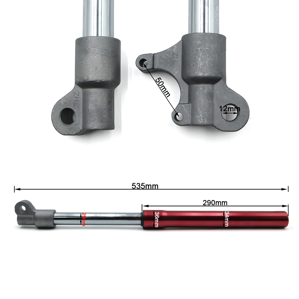 550mm Front Fork Shocker Absorber Upper Lower Connecting Plate Kit For 49cc 2 Stroke Pocket Bike Mini Moto Moped Motocross Parts