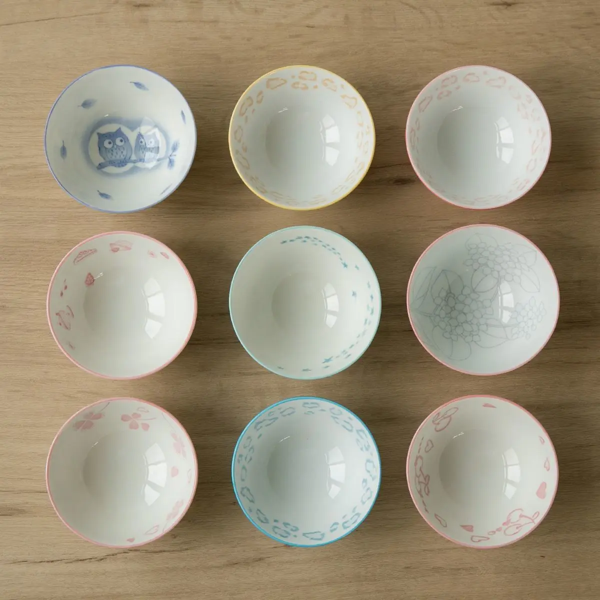 Japanese Imported Cute Shiny Ceramic Bowl, Cherry Cat Rice Bowls, Underglaze Colored Soup Bowls, Kitchen Utensils Noodle Bowl
