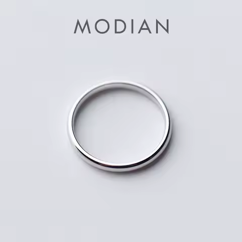 Modian Hight Quality 100% 925 Sterling Silver Ring for Women Fashion Glossy Simple Ring Korea Style Fine Jewelry Bijoux