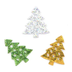 60Pcs Laser Cloth Christmas Tree Appliques DIY Sewing Christmas Decorationfor Clothes Sewing Supplies DIY Craft Ornament