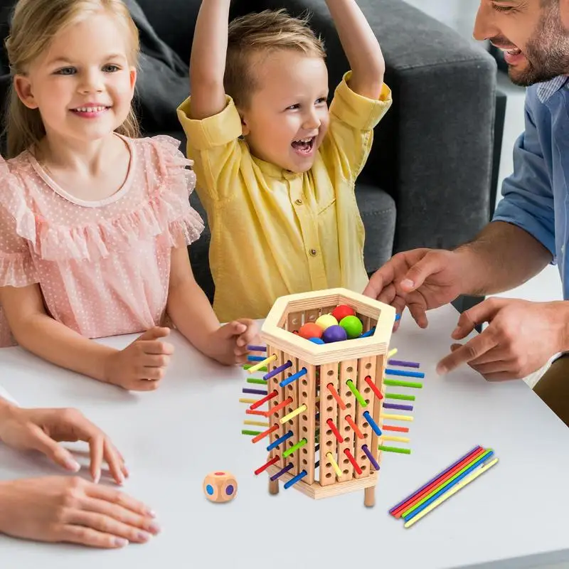 Stick Tower Game Wooden Balance Tower Pick Up Game Wooden Board Games Fine Motor Skills Counting Math Educational Toys For 3