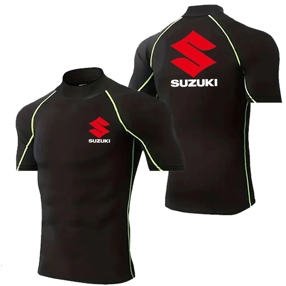 Suzuki men's fitness clothing, compressed design, breathable and comfortable, suitable for outdoor motorcycle riding for fitness