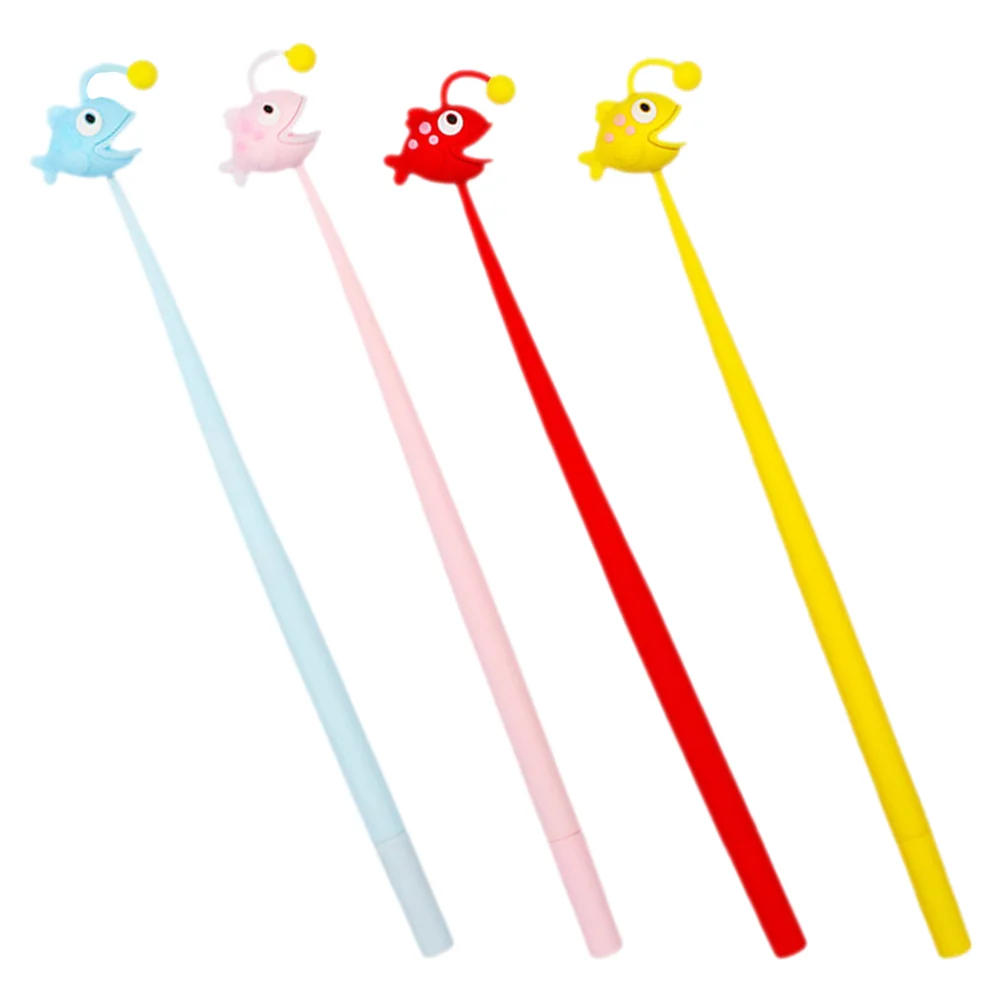 4 Pcs Cartoon Fish Shape Pens Creative Lantern Gel Ballpoint Stationery Writing Smoothly Kawaii Desk Accessories Random