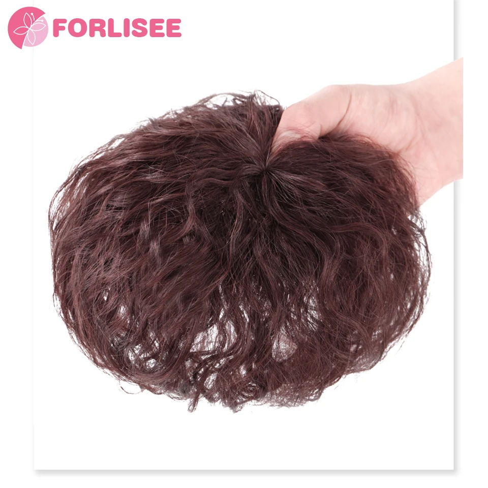 FOELISEE-peluca sintética para mujer, parche para la cabeza, pelo blanco cubierto, parche para el pelo, rizo corto Suelto