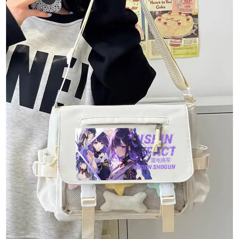 

Genshin Impact Anime Transparent Pain Single Shoulder Backpack For Men And Women, Two-Dimensional Scaramouche, Venti, Zhongli