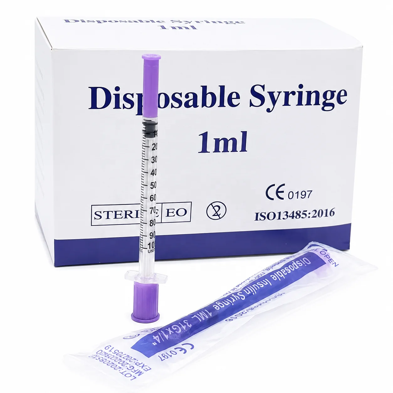 Baby Food Allergy Rash - 100Pcs Purple 31G Syringe 0.5/1ml, Sterile