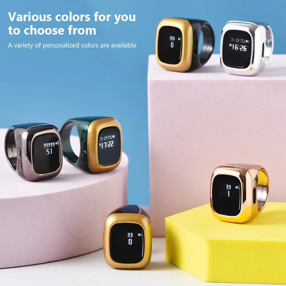 Multi-functional Counter Led Display Electronic Digital Reminder Prayer Wearable Counter Finger Rings Device M0l1