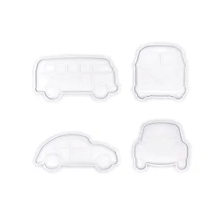 New 3D 4pcs Car Vehicle Bus Cookie Stamp Press Type Frosting Biscuit Cutter Cake Mold Baking Tool Mould Fondant Muffin Chocolate
