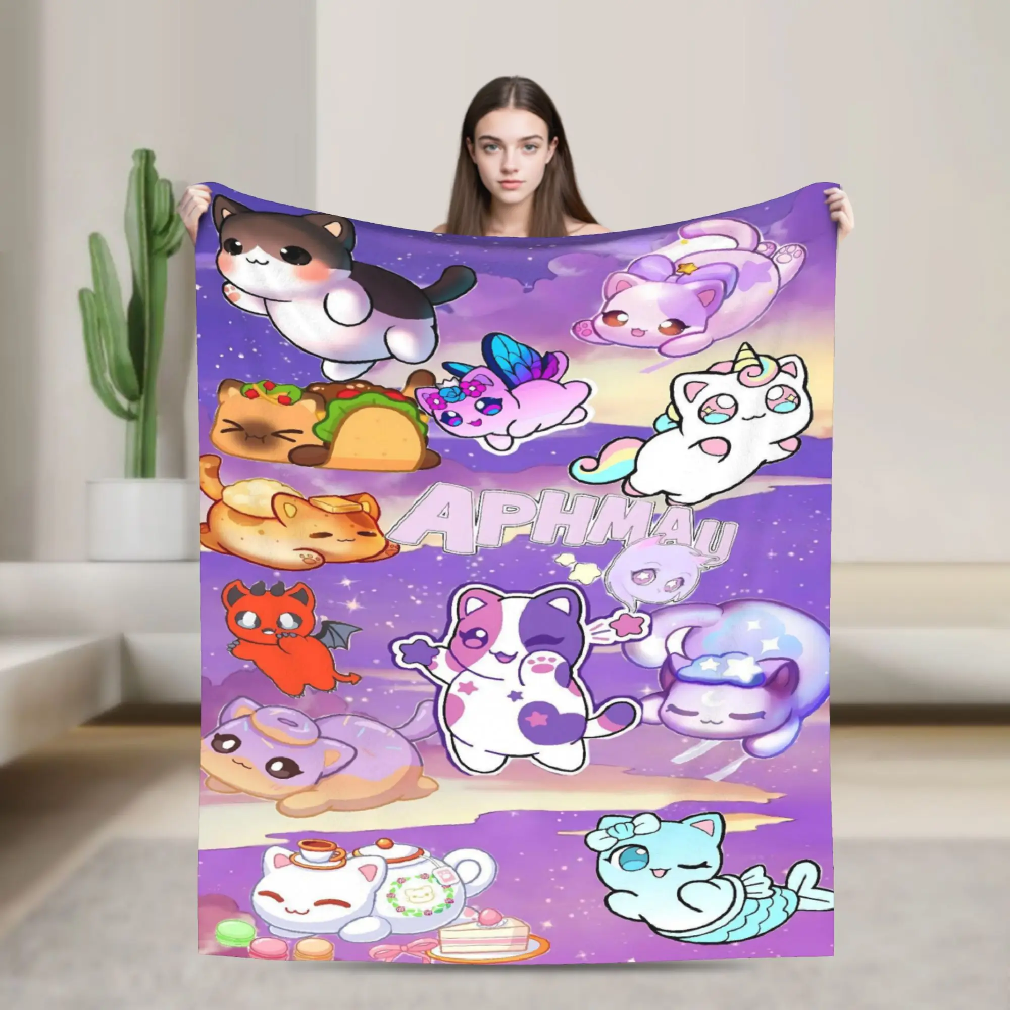 Quirky Aphmau Character Emote Art Blanket  Super Soft Plush Throw Blanket For Couch Chair Camping Flannel Bedspread Bed Cover