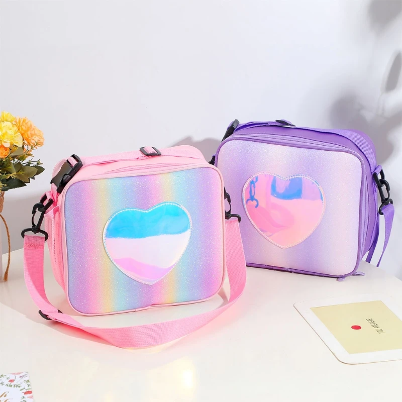 Holografische Lunchtasche, isolierte Lunchbox, Kühler, Tragetaschen, Picknickbehälter, Aufbewahrungsorganisator für Frauen, Büro