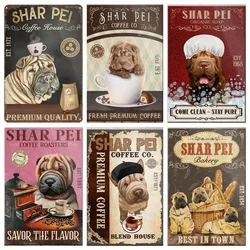 Vintage Tin Sign Shar Pei Dog Coffee Co. Fresh Premium Quality Coffee & Bakery,Wall Decor for Home Kitchen Bar Outdoor Party