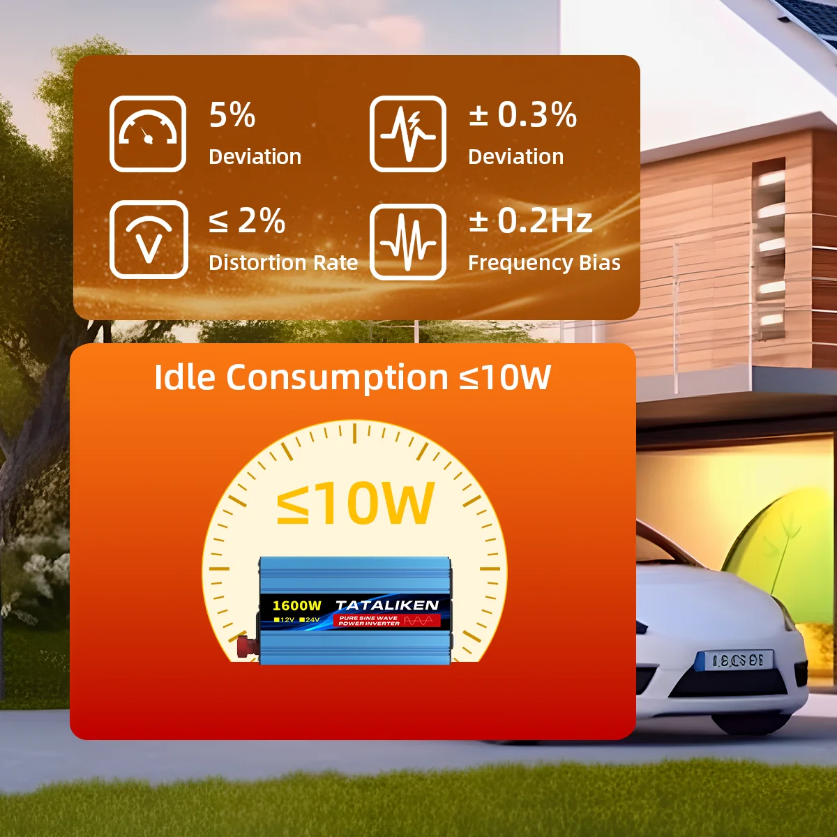 1000W-2500W Pure Sine Wave Power Inverter DC 12V to AC 220V 60Hz US Standard Socket Digital Display Volt Regulator