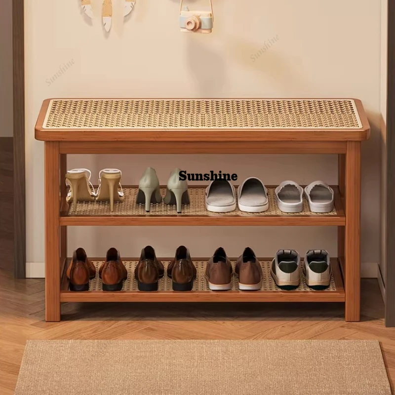 Living Room Storage Step Stool Stackable Minimalist Wood Shoe Entryway Ottomans Professional Modern Muebles Unique Furniture