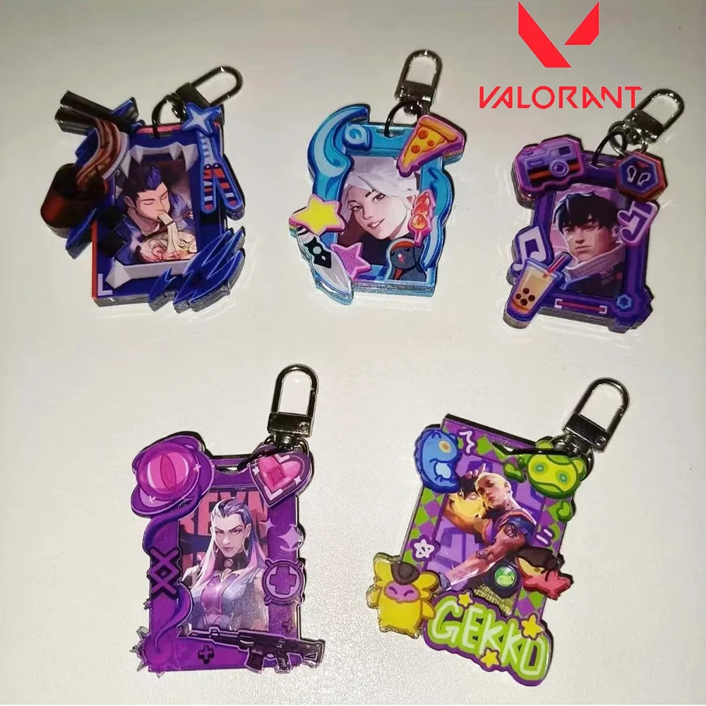 Game VALORANT Gekko Reyna Jett Cosplay Keychain Yoru Cartoon Acrylic Keyring Backpack Pendant Accessories view 2