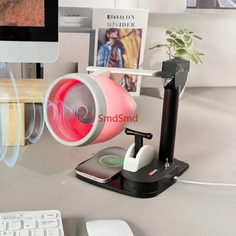 Desktop USB aircraft engine turbo fan. Small electric fan with wireless charging