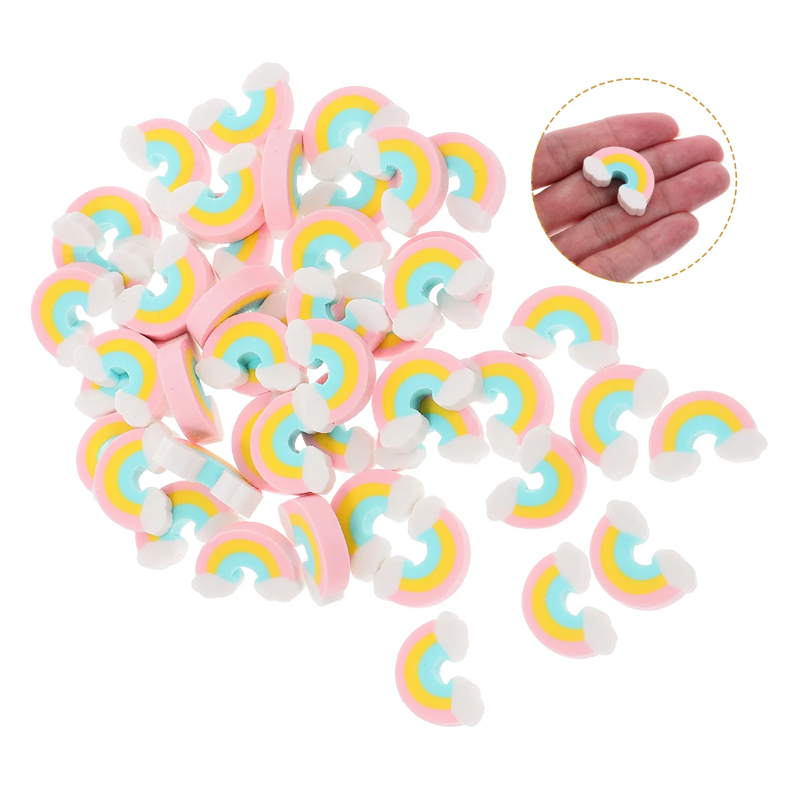 

50Pcs Mini Rainbow Erasers Cute Bulk for School Classroom Prizes Fun Pencil Erasers Lovely Student Stationery