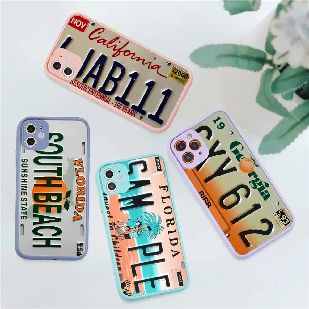 

Retro Funny License Plate Number Car Phone Case For IPhone 14 11 12 13 Mini Pro Max 8 7 Plus X XR XS MAX Translucent Matte Cover