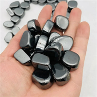 XiongChuCi Polished Black Lodestone Magnetite Palm Stone Magnetic Minerals Healing Feng Shui Decor Body Field Balance Energy