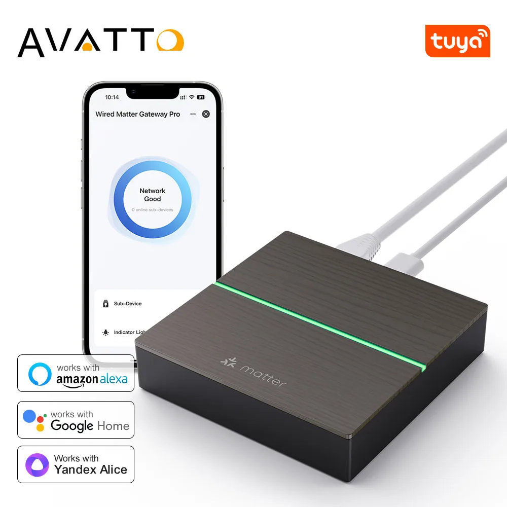 

AVATTO Matter Zigbee Gateway Hub Smart Home Bridge Thread Gateway, поддержка голосового управления для Homekit Smartthings Google Alexa