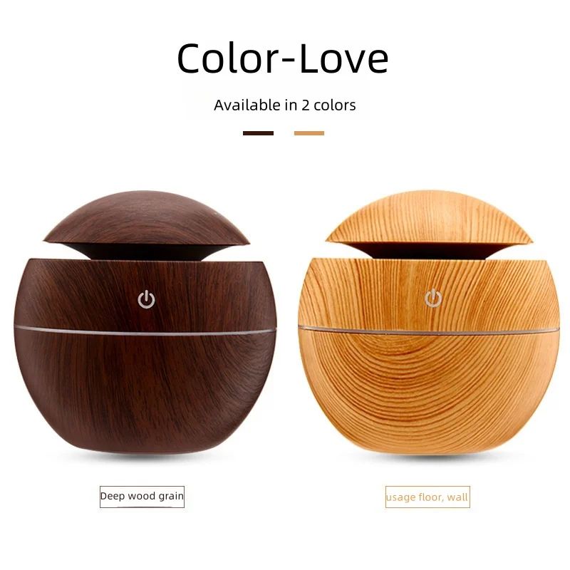 130ML Air Humidifier Ultrasonic USB Aroma Diffuser Wood Grain LED Night Light Electric Essential Oil Diffuser Aromatherapy Home