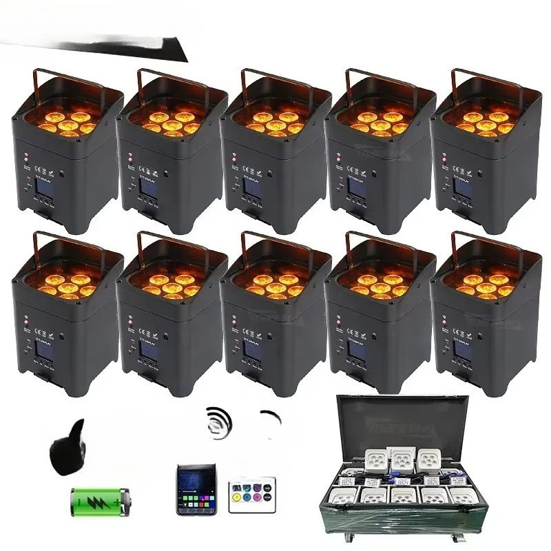

Light Emitting Diode Battery Wireless RGBWA + UV Wedding Party Dj Light Stage Charging Upper Light