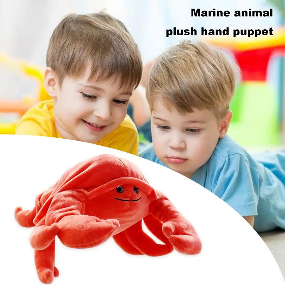 Plush Sea Animal Hand Puppet Movable Mouth Shark Whale Turtle Octopus Crab Hand Puppet Role Playing Pretend Play Doll Storytelli