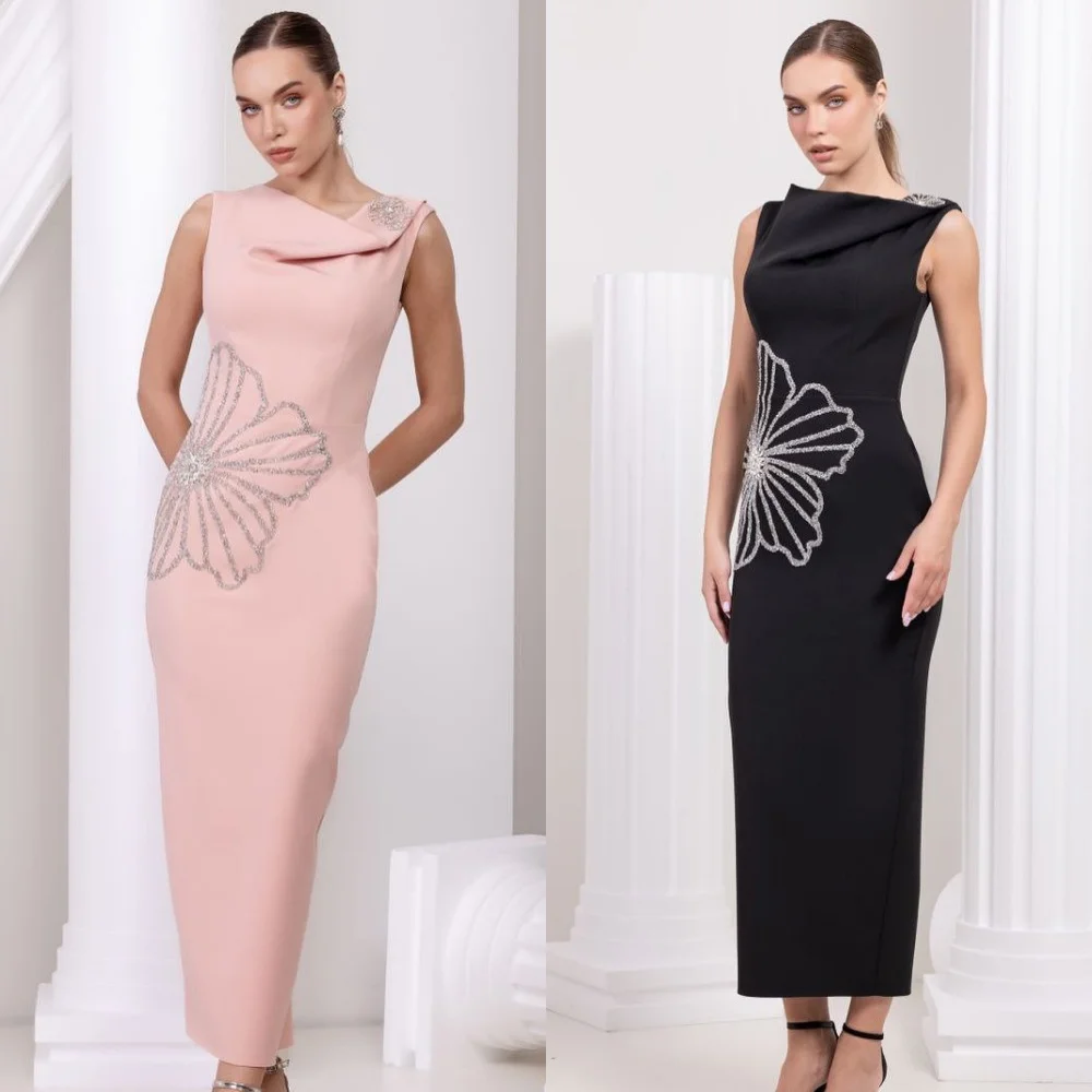 

Exquisite Jersey Pleat Pattern Straight Jewel Midi Dresses Celebrity Dresses Fashion High Quality Classic Unisex Formal