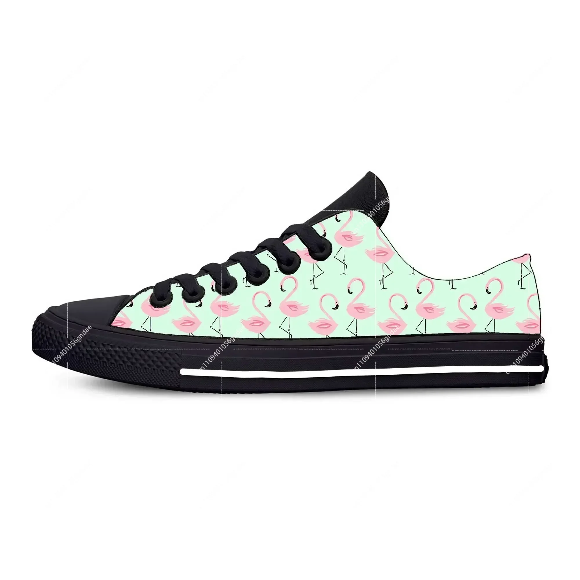 Zapatos de tela informales con estampado de animales y flamencos rosas tropicales, zapatillas bajas cómodas y transpirables con estampado 3D para hombres y mujeres