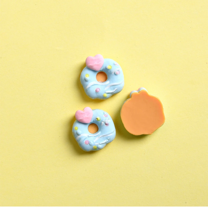 10 Pcs Resin Candy Donut Dollhouse Miniature Food Flat Back Resin Cabochon Scrapbooking Fit Phone Embellishments DIY Accessories