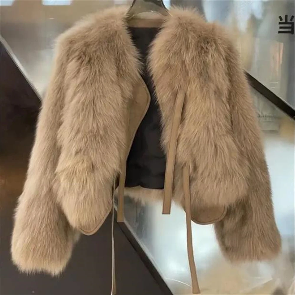 2024 New Women Winter Fur Coat Haining Imitation Fox Fur Coat Women's Warm Thick Fox Fur Coat Autumn Winter Winter Faux Fur Coat