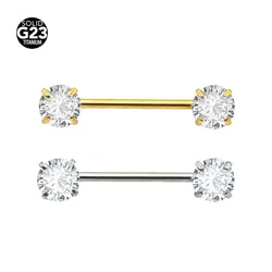 1Pc F136 Titanium Nipple Barbell PIERC Round CZ Round 5mmm 1.2x14mm Bar Piercing Internally Threaded Sexy Jewelry Nipple nail