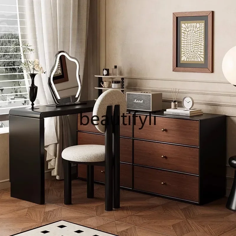 54Walnut pattern antique paint dresser chest cabinet integrated bedroom makeup table solid wood makeup table storage cabinetSSS