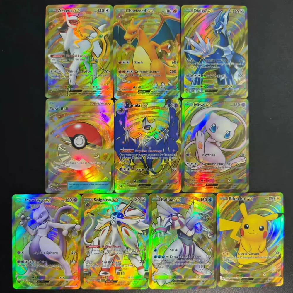 

10Pcs/set Pokemon Pocket Collection Card DIY English Version Mew Mewtwo Charizard Dialga Ex Ptcg Game Collection Card Anime Gift