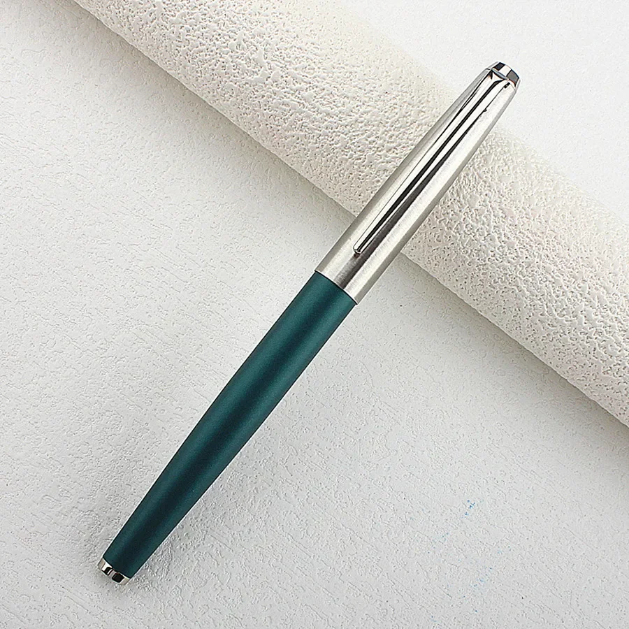 High Quality Classic Style All Steel Fountain Pen Bent 1.0mm Nib Ink Pens School Office Supplies Students Stationery