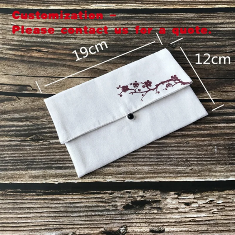 custom.Custom Printed Cotton Envelope Shape Bag Luxury Muslin Flap Jewelry Pouch
