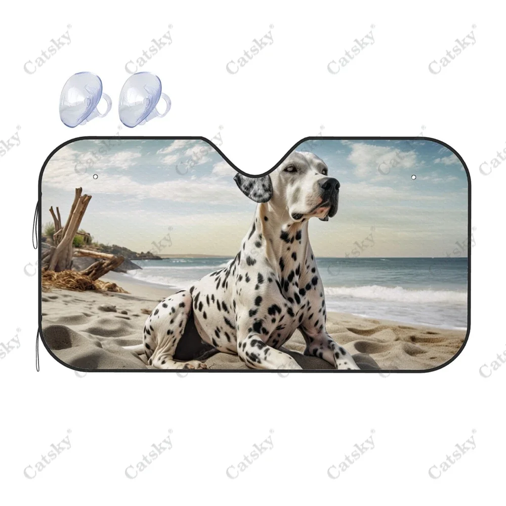 Dalmatian Dog Car Windshield Sunshade, Auto Accessories Front Windshield Sun Shade Blocks Uv Rays Sun Visor Decoration Protector