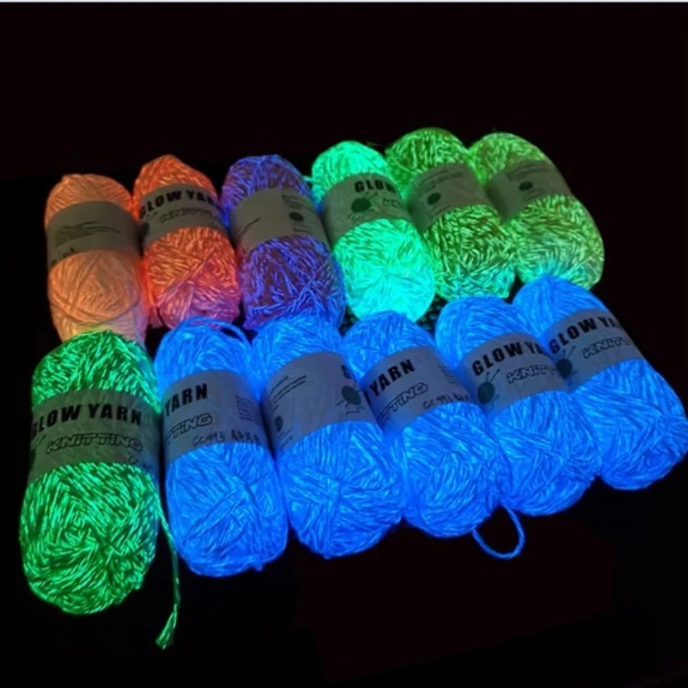 Functional Luminous Yarn Knitting Wool Yarn Glow In The Dark Luminous Cotton Yarn Crochet Sweater Hat Scarf Hand Knitting Tools