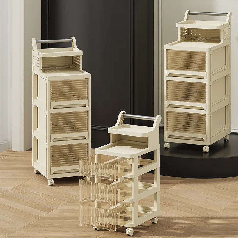 Small cart storage rack, household thickened snack storage rack, floor to ceiling, multi story living room, movable bathroom