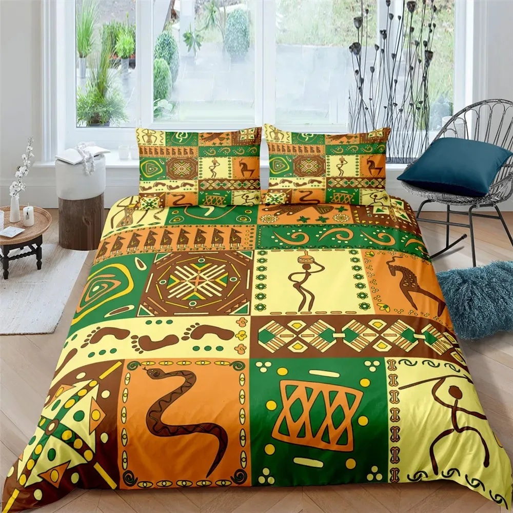 Bohemian Ethnic Style Duvet Cover Set Mandala Flower Orange Boho Polyester Comforter Cover for Adults Kids Teens King Queen Size