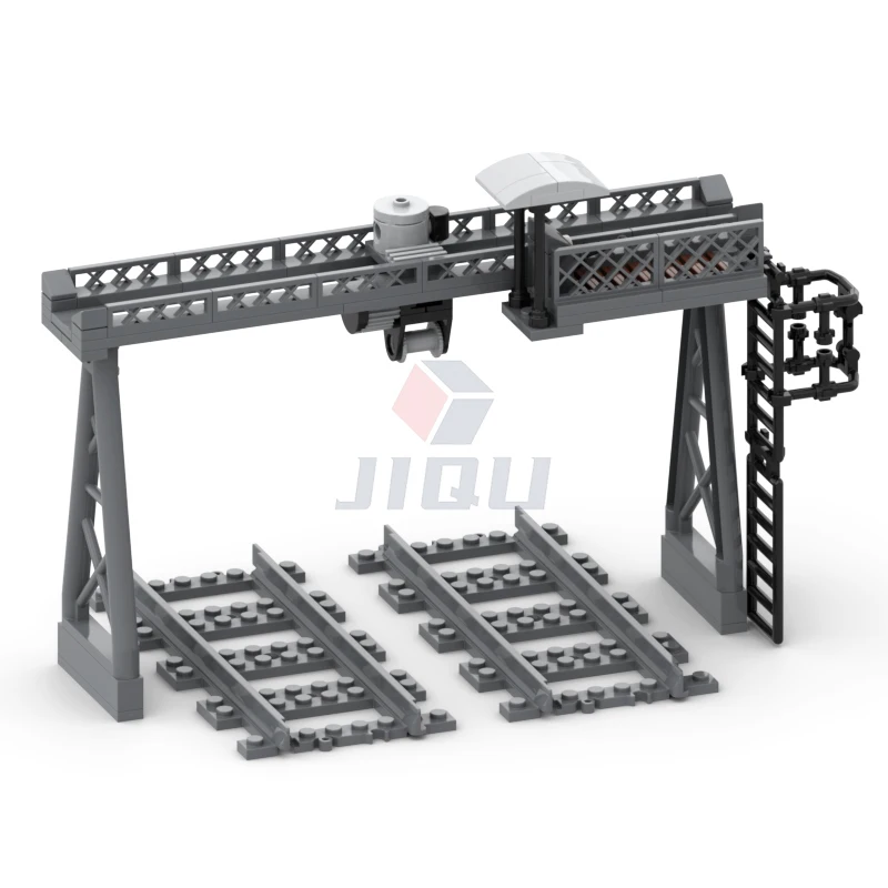 Railway Overloading Crane Model Set Building Blocks Gantry Crane Compatible 53401 Track Parts City Train MOC Bricks Kid Toy Gift