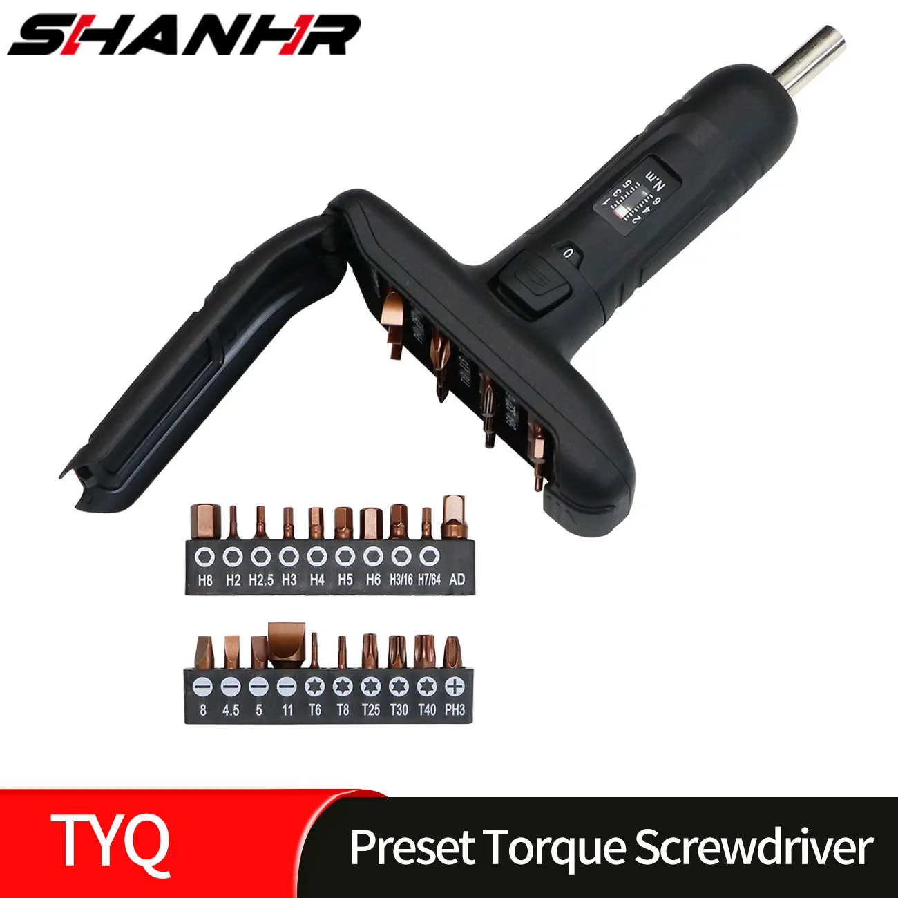 T-handle Screwdriver Preset Torque with Vibration Click Alert,Built-in Bit Storage Cover for Electrical Machinery Assembly