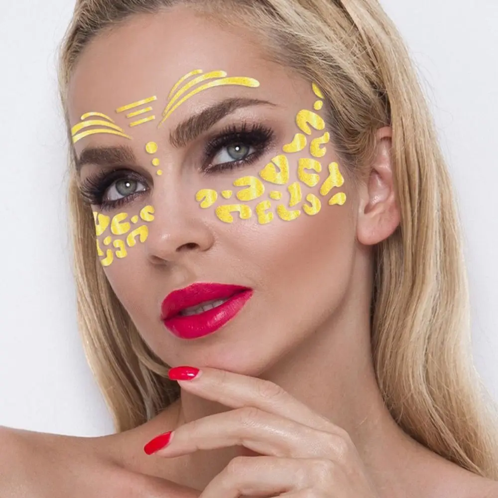 Glitter Stickers Face Gold Temporary Bright Face Art Freckle Sparkles Metalic Tattoos Waterproof Makeup Face Jewels Women