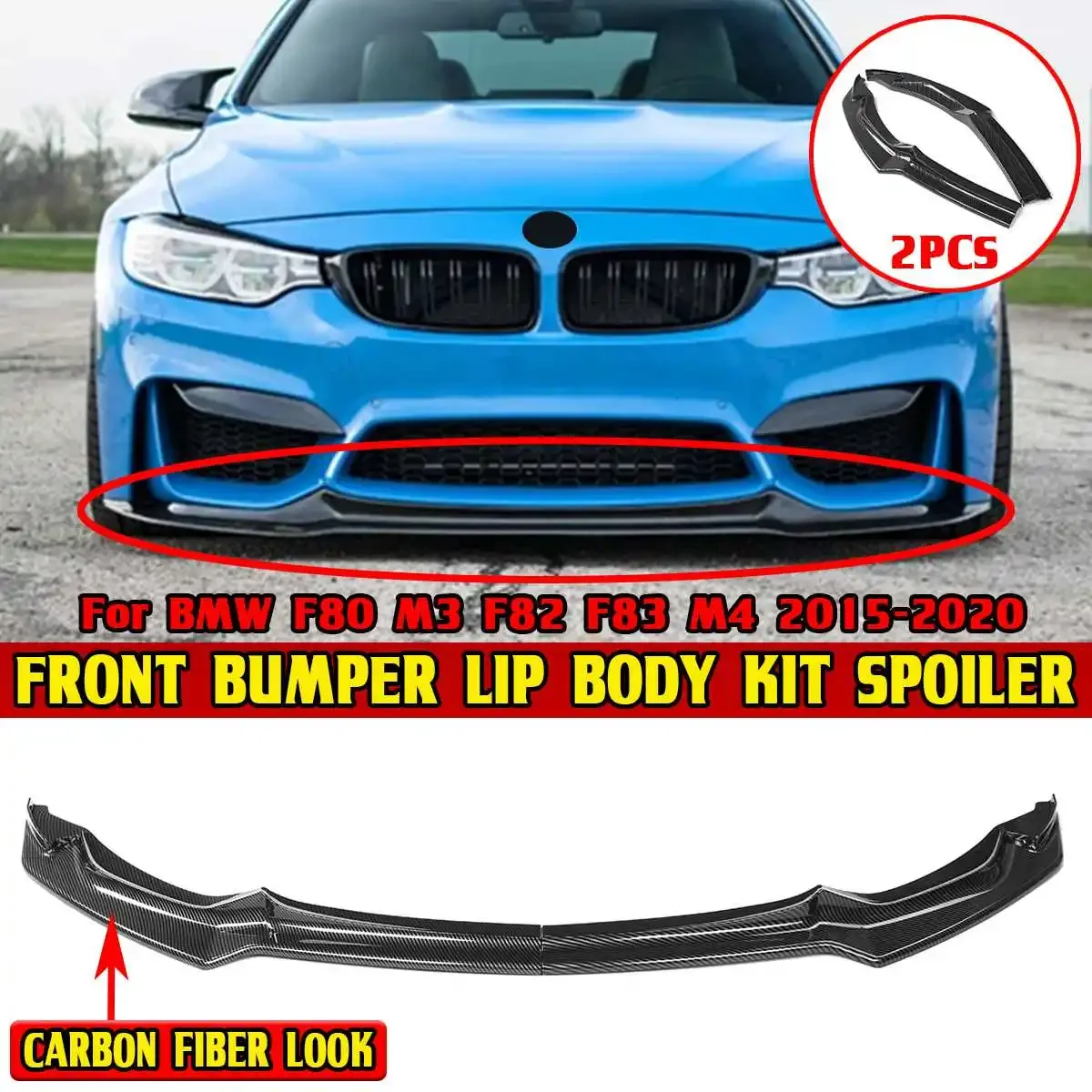 

High Quality 2pcs Car Front Bumper Splitter Lip Spoiler Diffuser Protector Guard CS Style For BMW F80 M3 F82 F83 M4 2015-2020