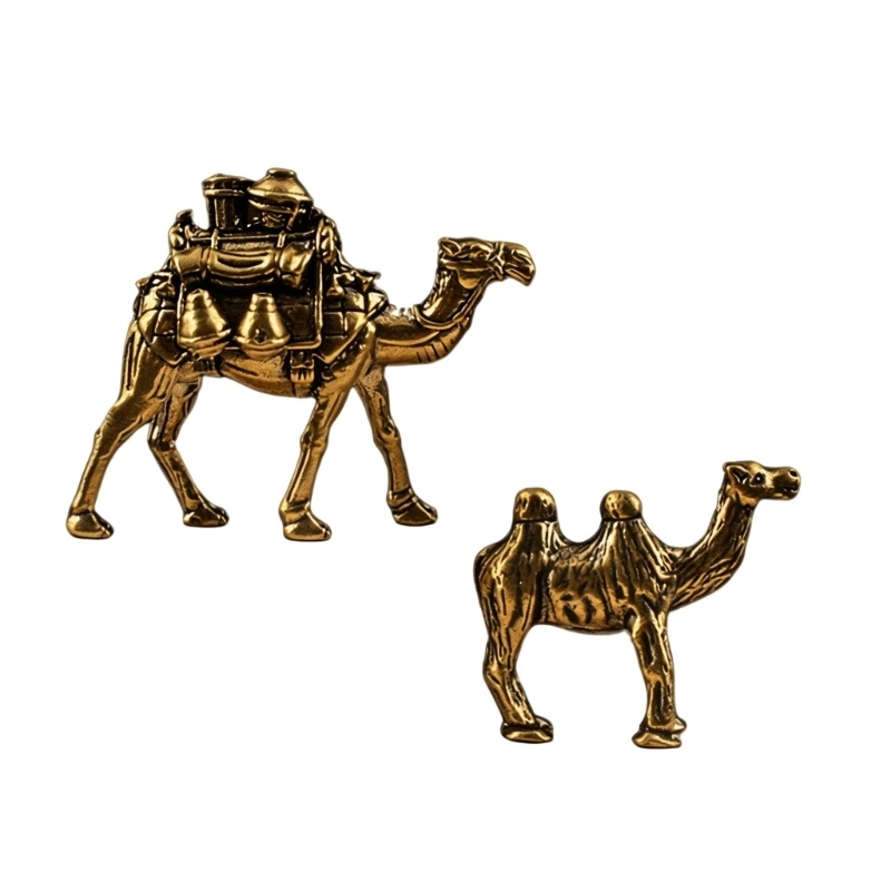2 Stücke Messing Kamele Miniatur Statuetten für Desktop und Bücherregal Dekoration 3XUF – Detail 1