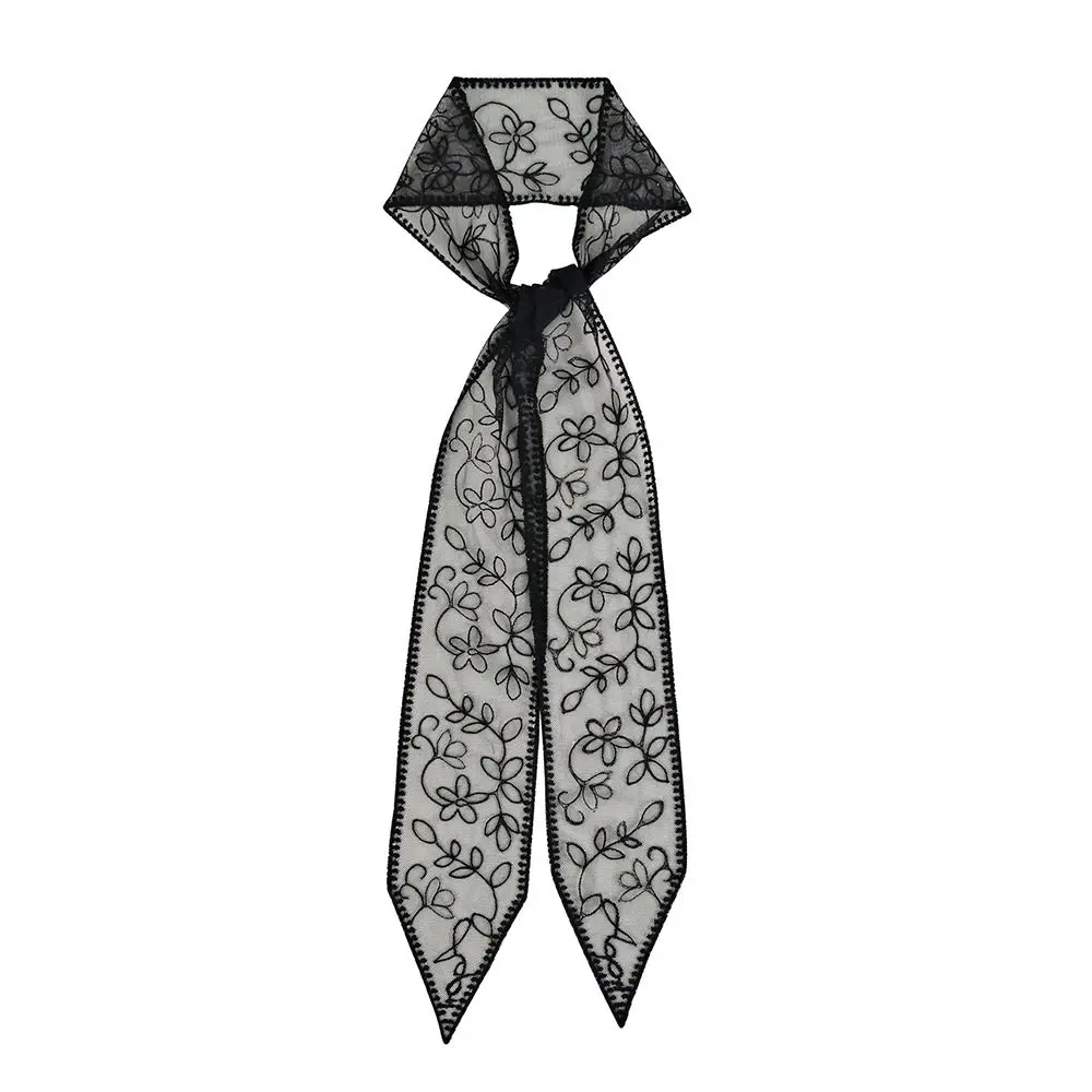 Милый элегантный тонкий женский узкий длинный шарф с вышитым цветком 140 см, пояс с лентой, корейская версия, Y2k, женский платок, летний