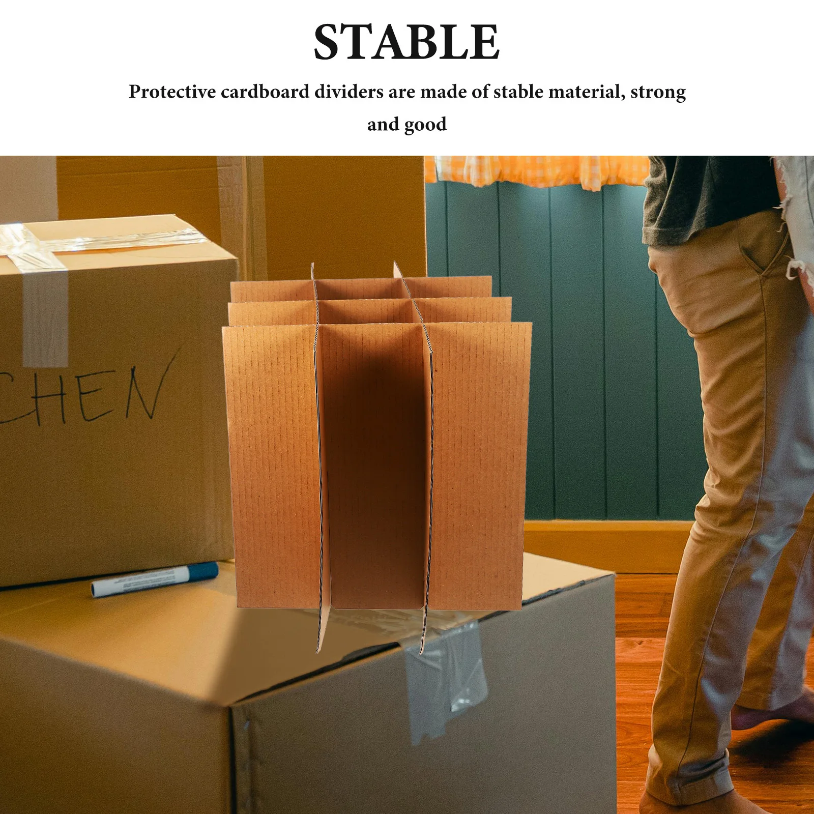 مجموعة واحدة من فواصل الورق المقوى لتحريك الصناديق وحماية تغليف الأطباق الزجاجية سهلة التركيب وإزالة فواصل الزجاج لصناديق الحركة