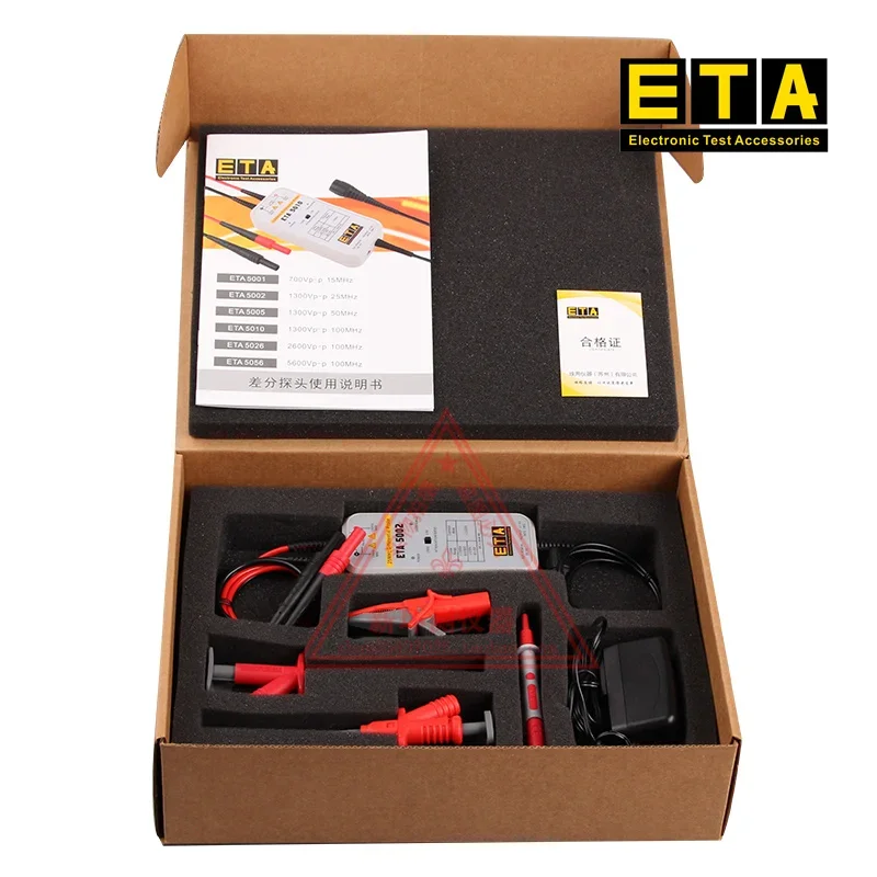 ETA5002 25M 100M 1300V sonda diferencial de osciloscópio isolada